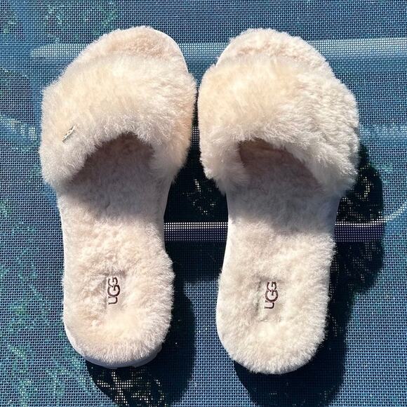UGG Cozette Cream Fuzzy Slippers Slip-Ons Size 7 - Picture 3 of 9